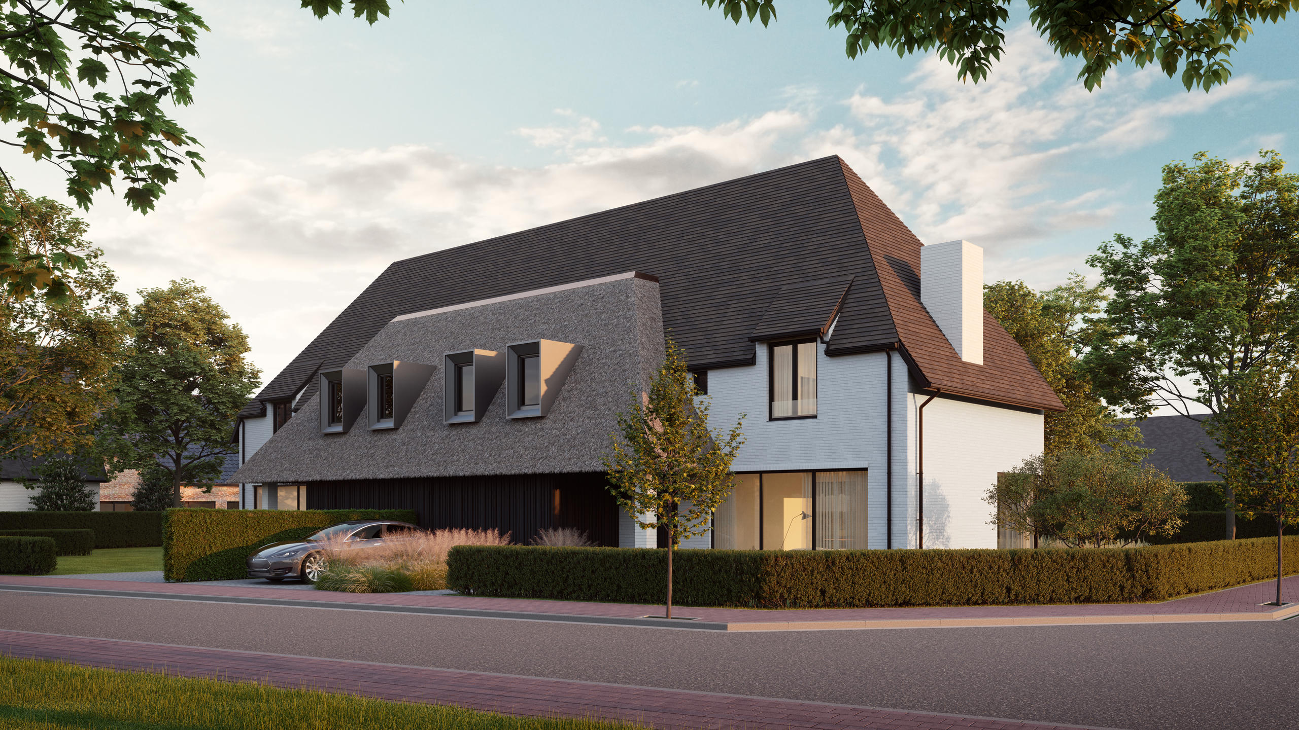vooraanzicht koppelwoning Westkapelle Knokke