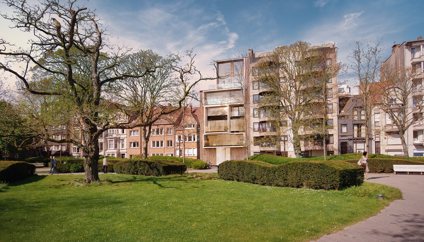 residentie 16 park avenue geeft uit op het park