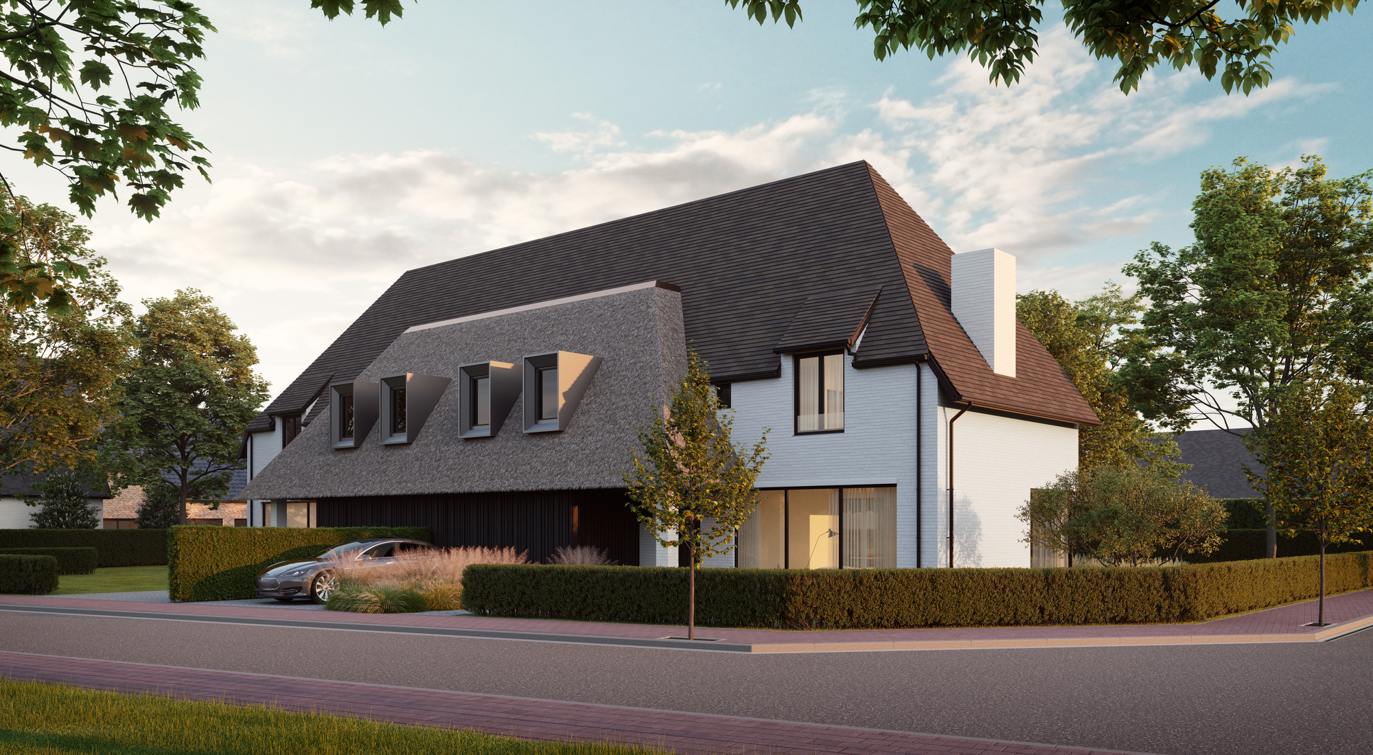 vooraanzicht koppelwoning Westkapelle Knokke