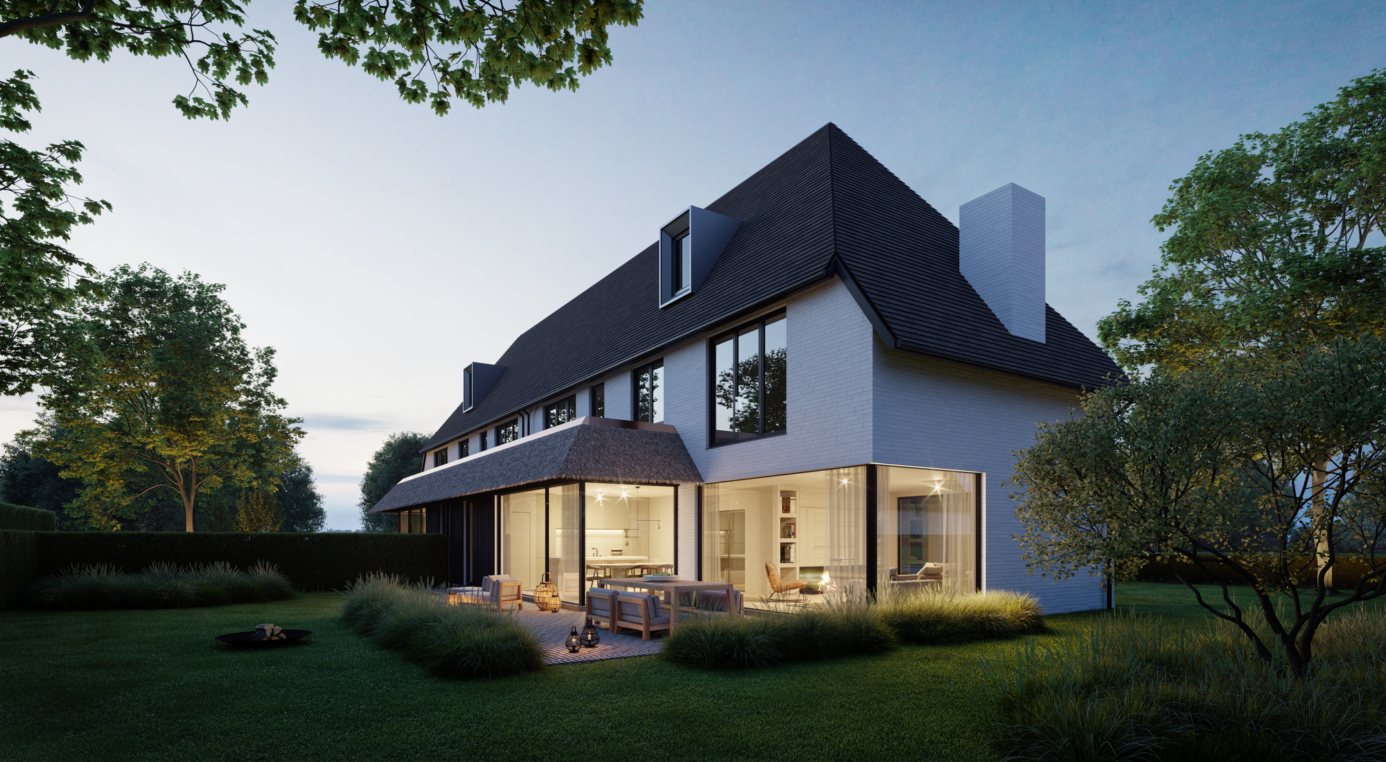 koppelwoning Knokke zicht vanuit de tuin